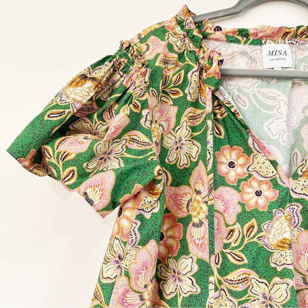 Misa Los Angeles Suparna Floral Blouse in Kelly Blossoms Size Medium - Picture 5 of 7